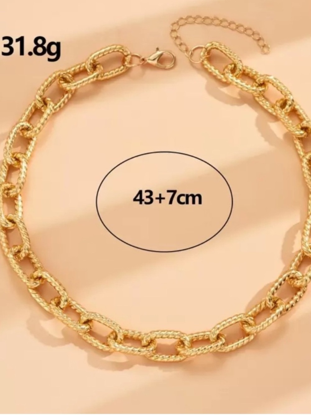 Modern Gold Rope Link Necklace - Picture 4 of 4